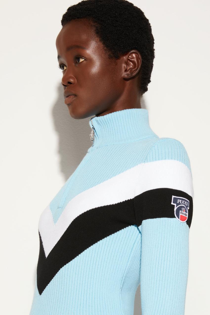 PUCCI Pucci X Fusalp | Stripe-Jacquard Zip Sweater | Women Knitwear