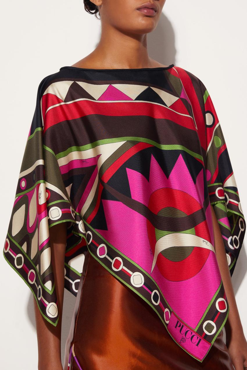 PUCCI Vivara-Print Silk Top | Women Tops And Shirts