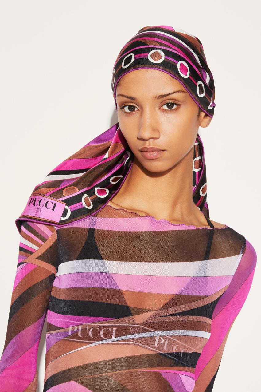 PUCCI Vivara-Print Silk-Twill Losange | Women Silks