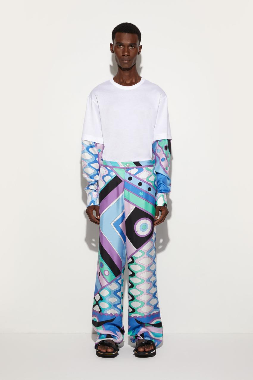 PUCCI Vivara-Print Silk-Twill Trousers | Men Ready To Wear