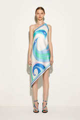 PUCCI Cigni-Print Asymmetric Silk-Twill Dress | Women Dresses