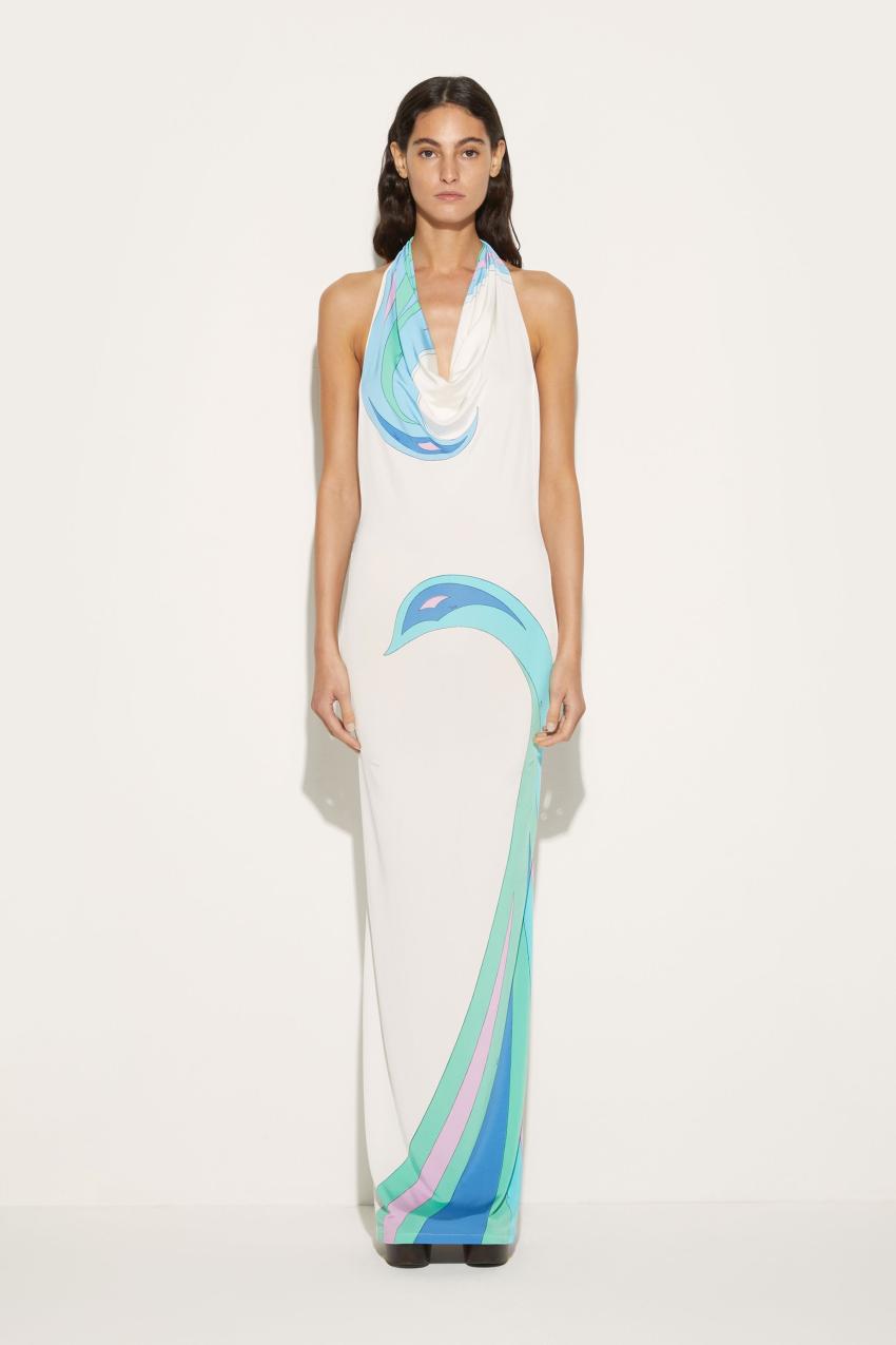 PUCCI Cigni-Print Long Dress | Women Dresses
