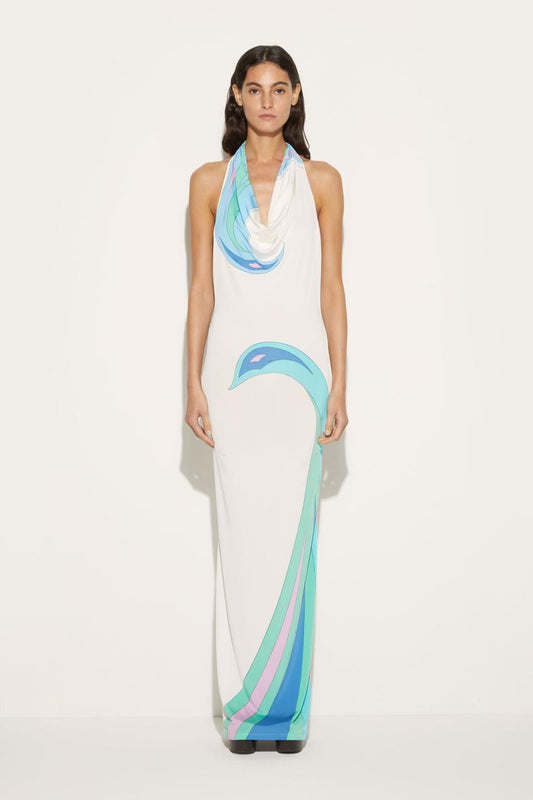 PUCCI Cigni-Print Long Dress | Women Dresses