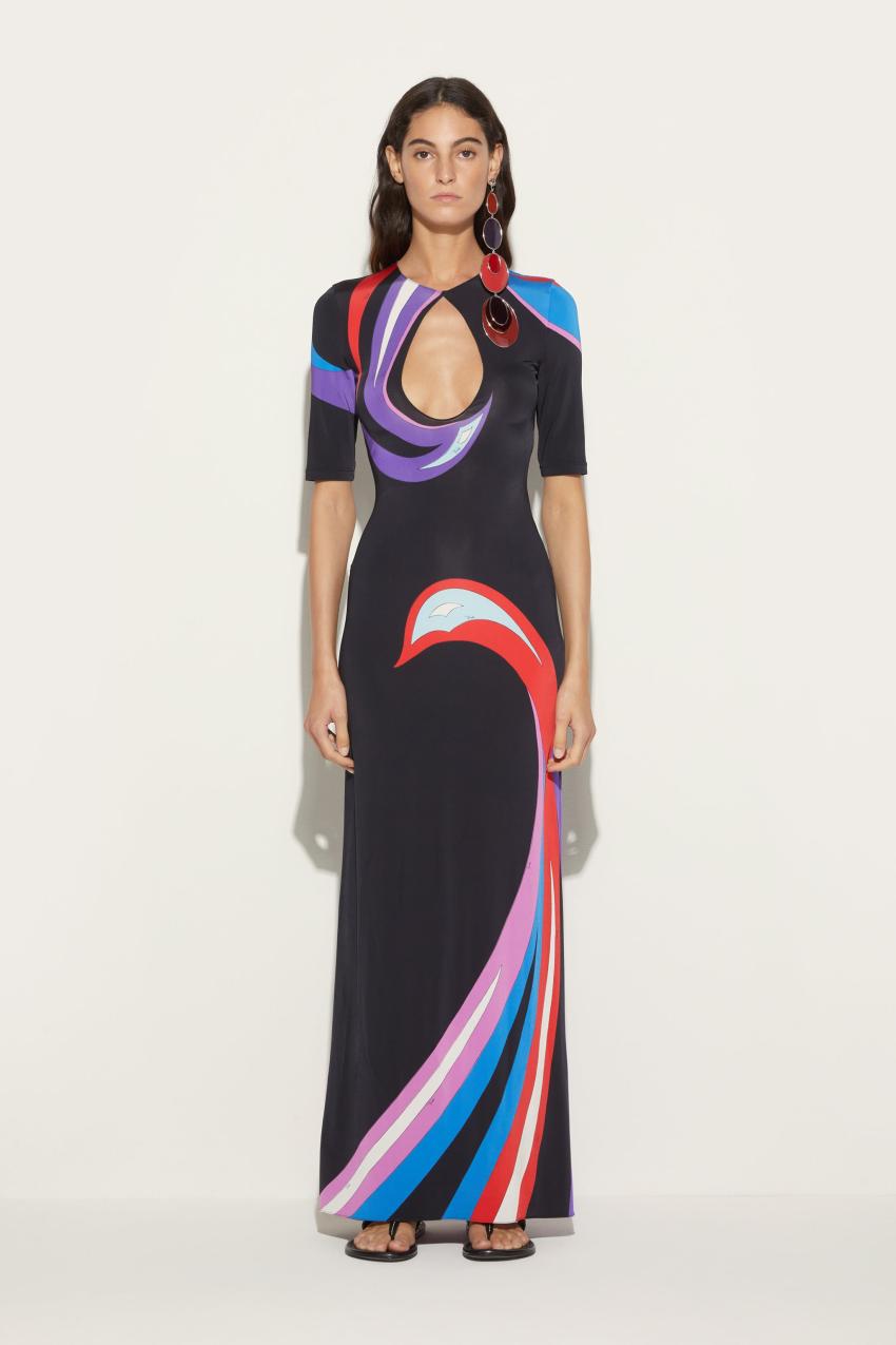 PUCCI Cigni-Print Long Dress | Women Dresses
