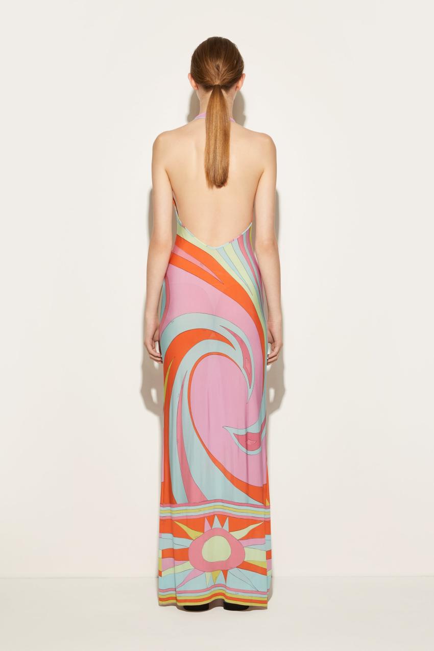 PUCCI Cigni-Print Long Dress | Women Dresses