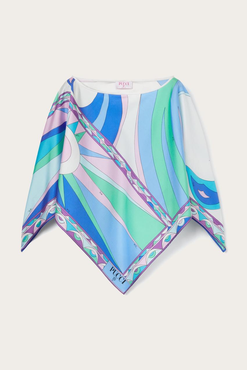 PUCCI Cigni-Print Silk Top | Women Tops And Shirts