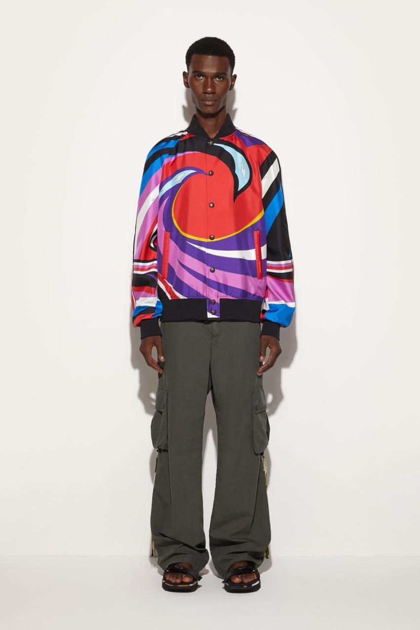 PUCCI Cigni-Print Silk-Twill Bomber Jacket | Men Ready To Wear