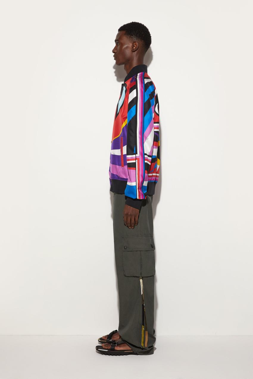 PUCCI Cigni-Print Silk-Twill Bomber Jacket | Men Ready To Wear