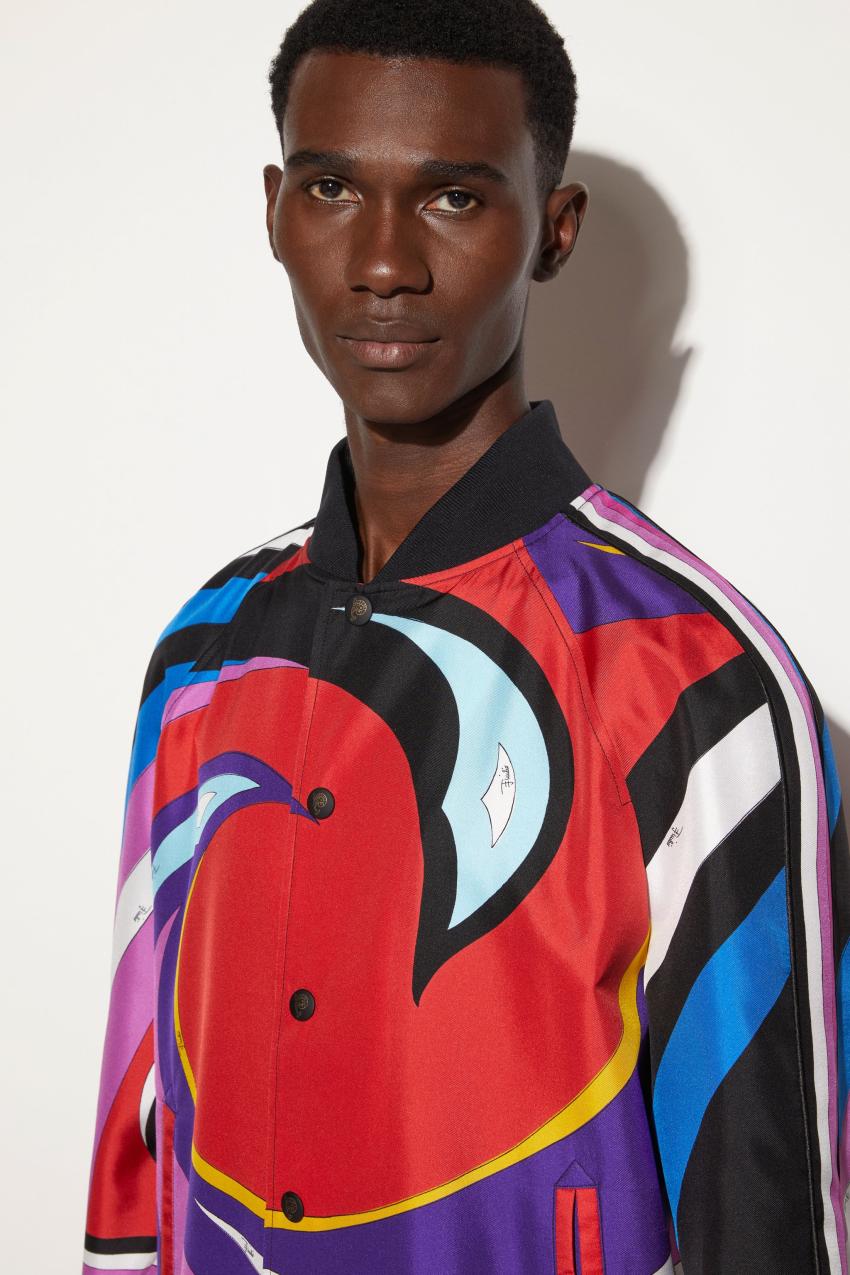 PUCCI Cigni-Print Silk-Twill Bomber Jacket | Men Ready To Wear