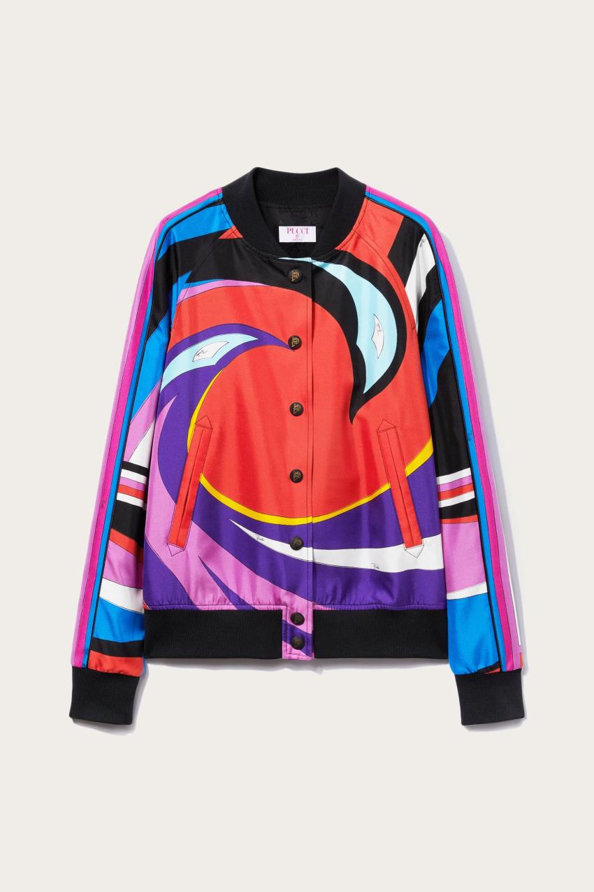 PUCCI Cigni-Print Silk-Twill Bomber Jacket | Women Jackets