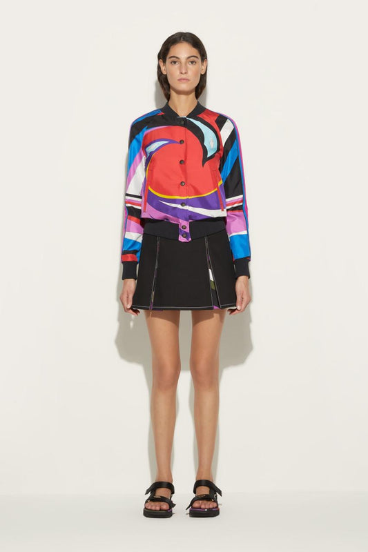 PUCCI Cigni-Print Silk-Twill Bomber Jacket | Women Jackets