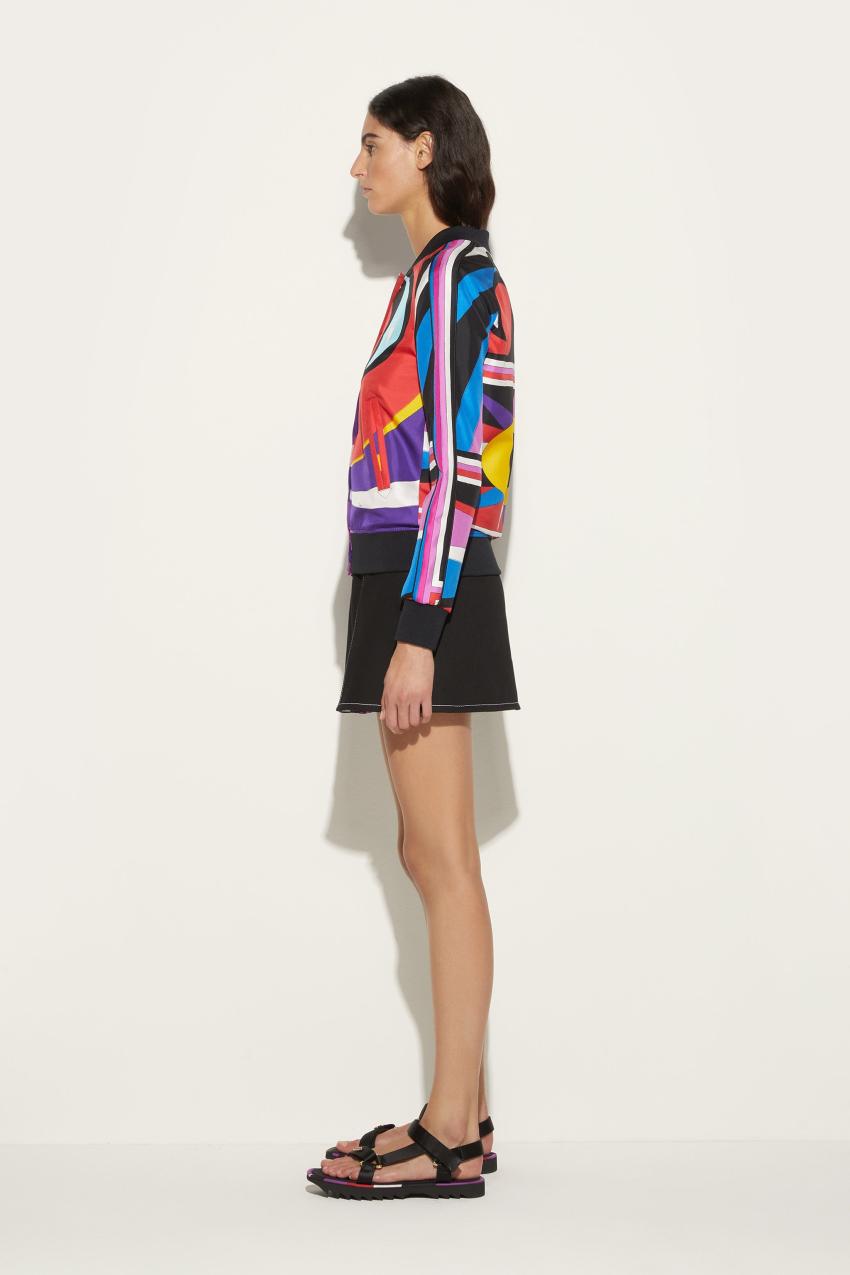 PUCCI Cigni-Print Silk-Twill Bomber Jacket | Women Jackets