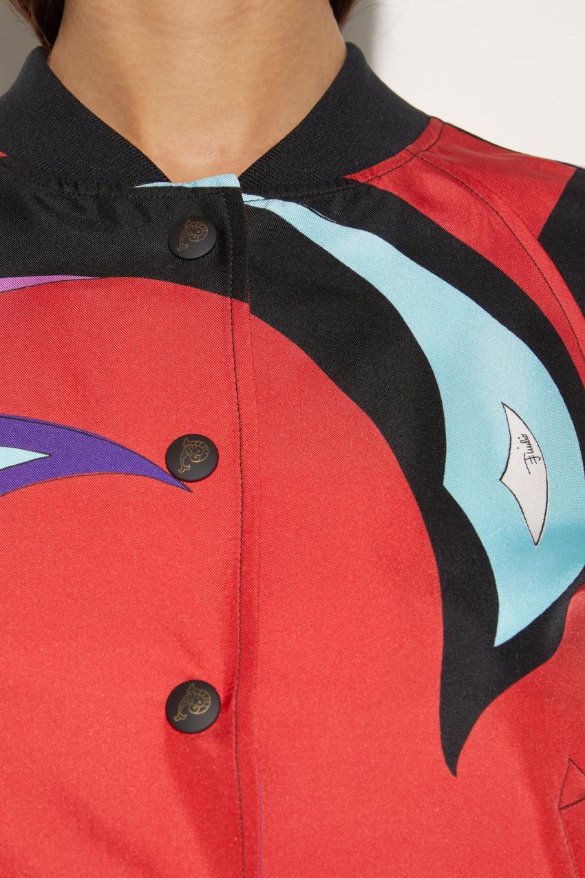 PUCCI Cigni-Print Silk-Twill Bomber Jacket | Women Jackets