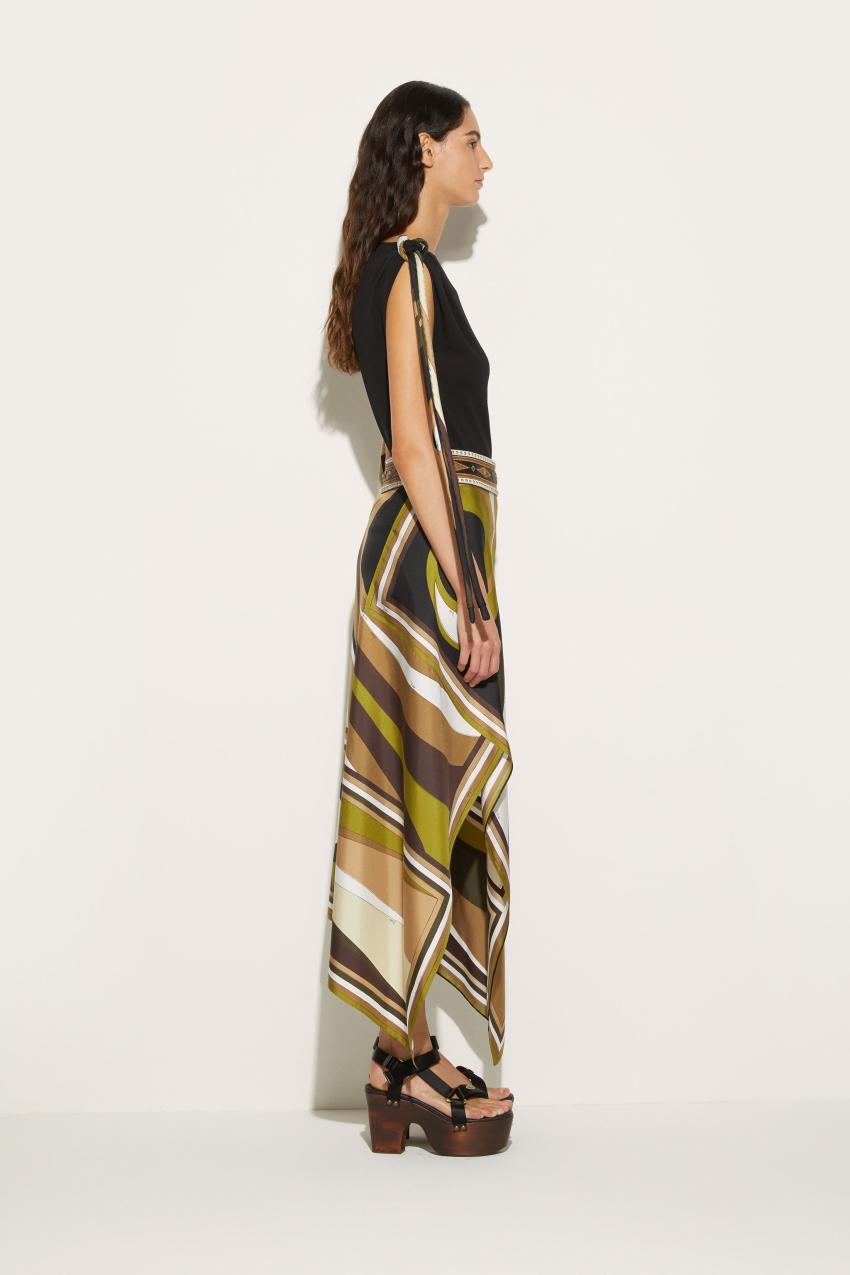 PUCCI Cigni-Print Silk-Twill Skirt | Women Skirts