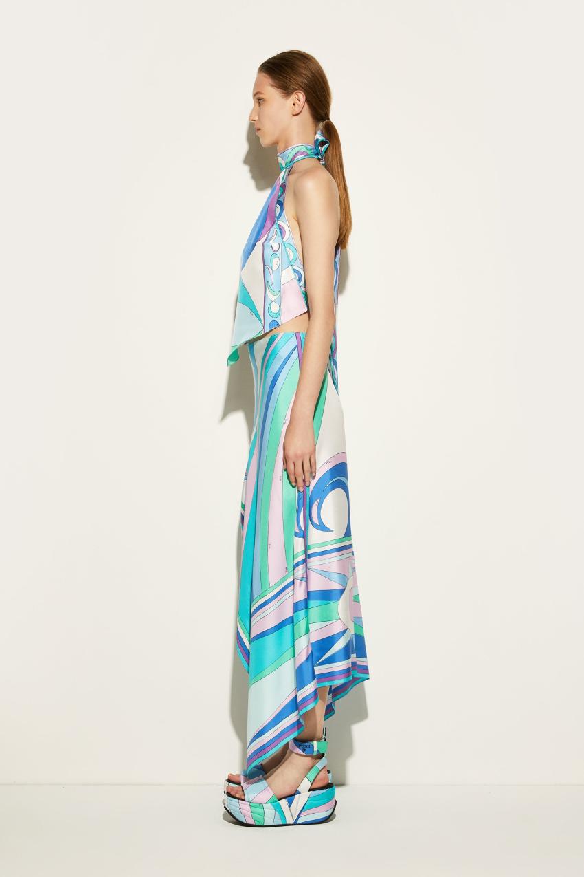 PUCCI Cigni-Print Silk-Twill Skirt | Women Skirts