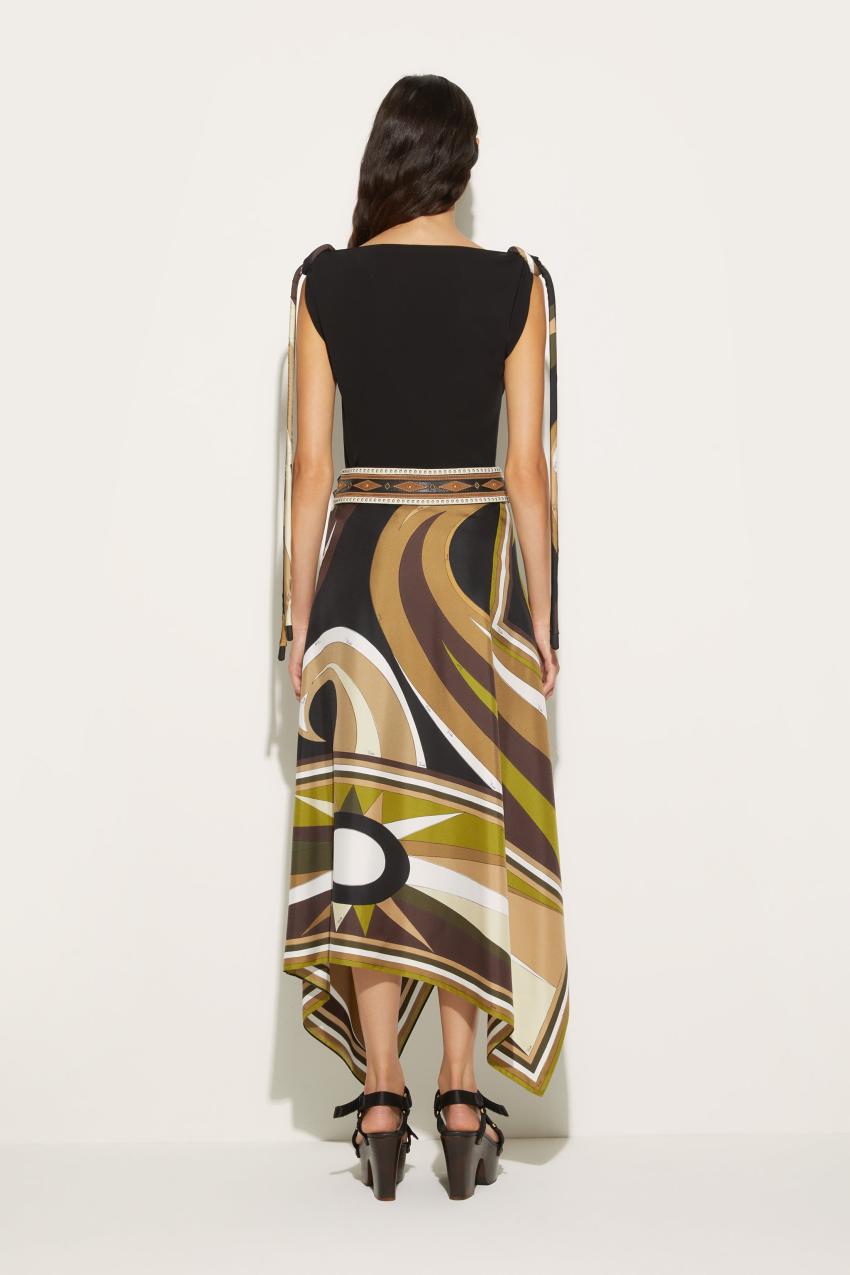 PUCCI Cigni-Print Silk-Twill Skirt | Women Skirts