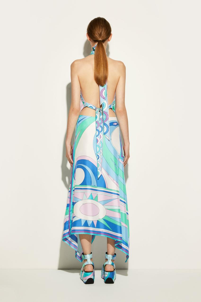PUCCI Cigni-Print Silk-Twill Skirt | Women Skirts