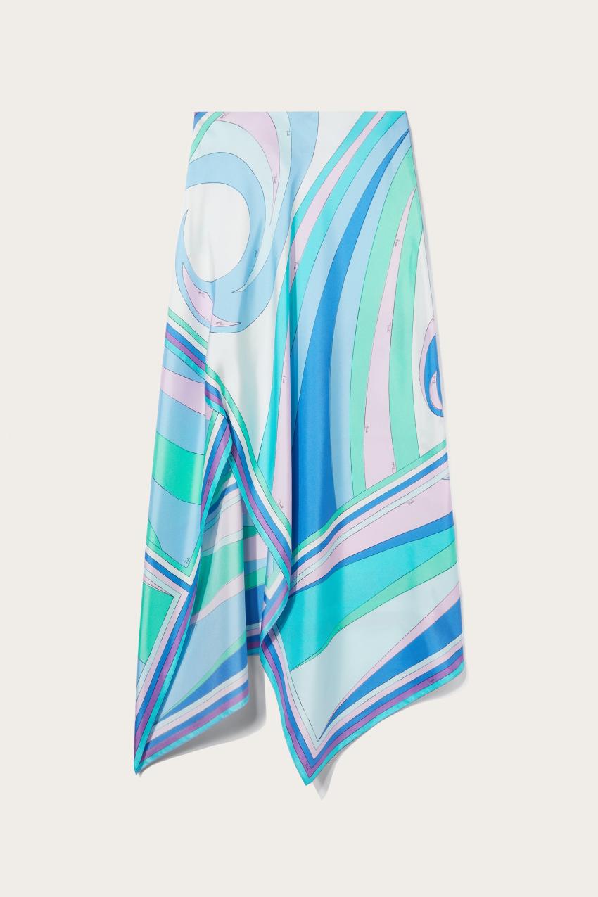 PUCCI Cigni-Print Silk-Twill Skirt | Women Skirts