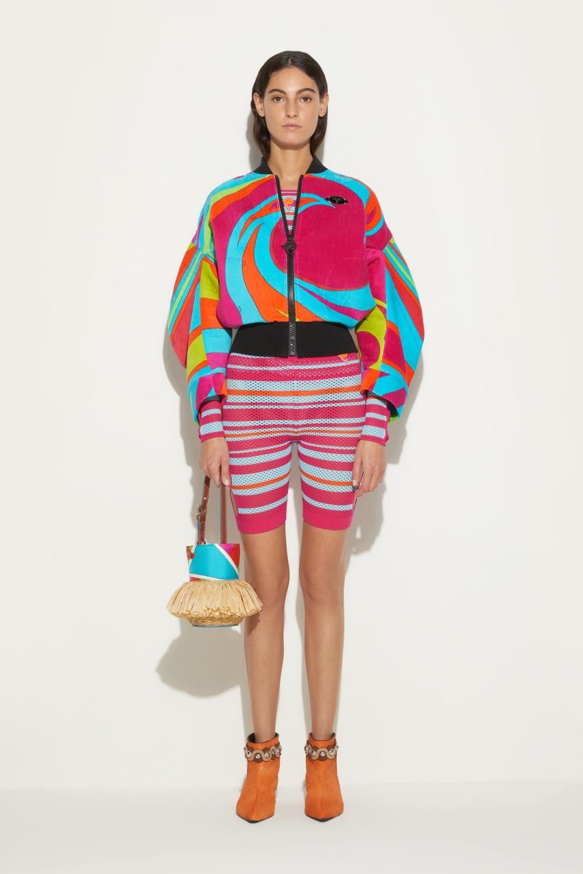 PUCCI Cigni-Print Velvet Bomber Jacket | Women Jackets