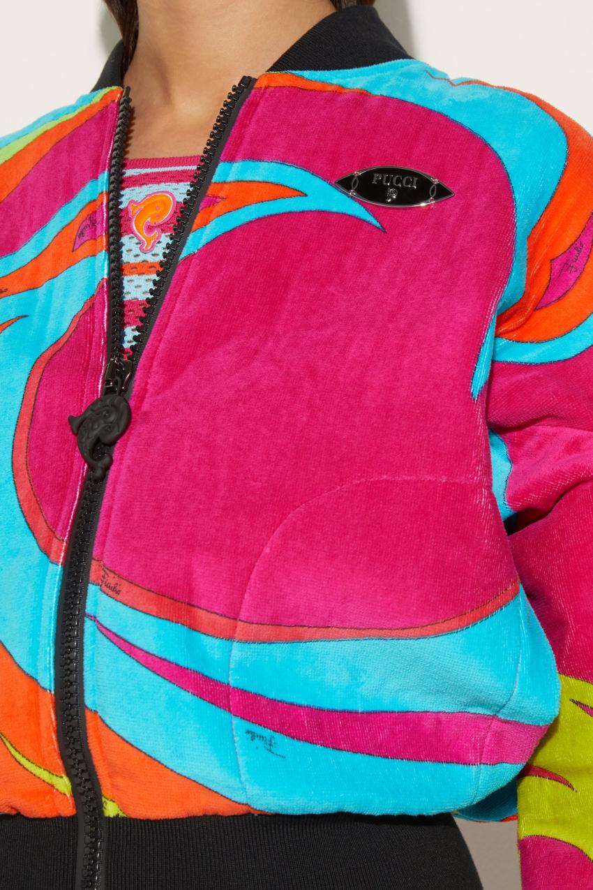 PUCCI Cigni-Print Velvet Bomber Jacket | Women Jackets