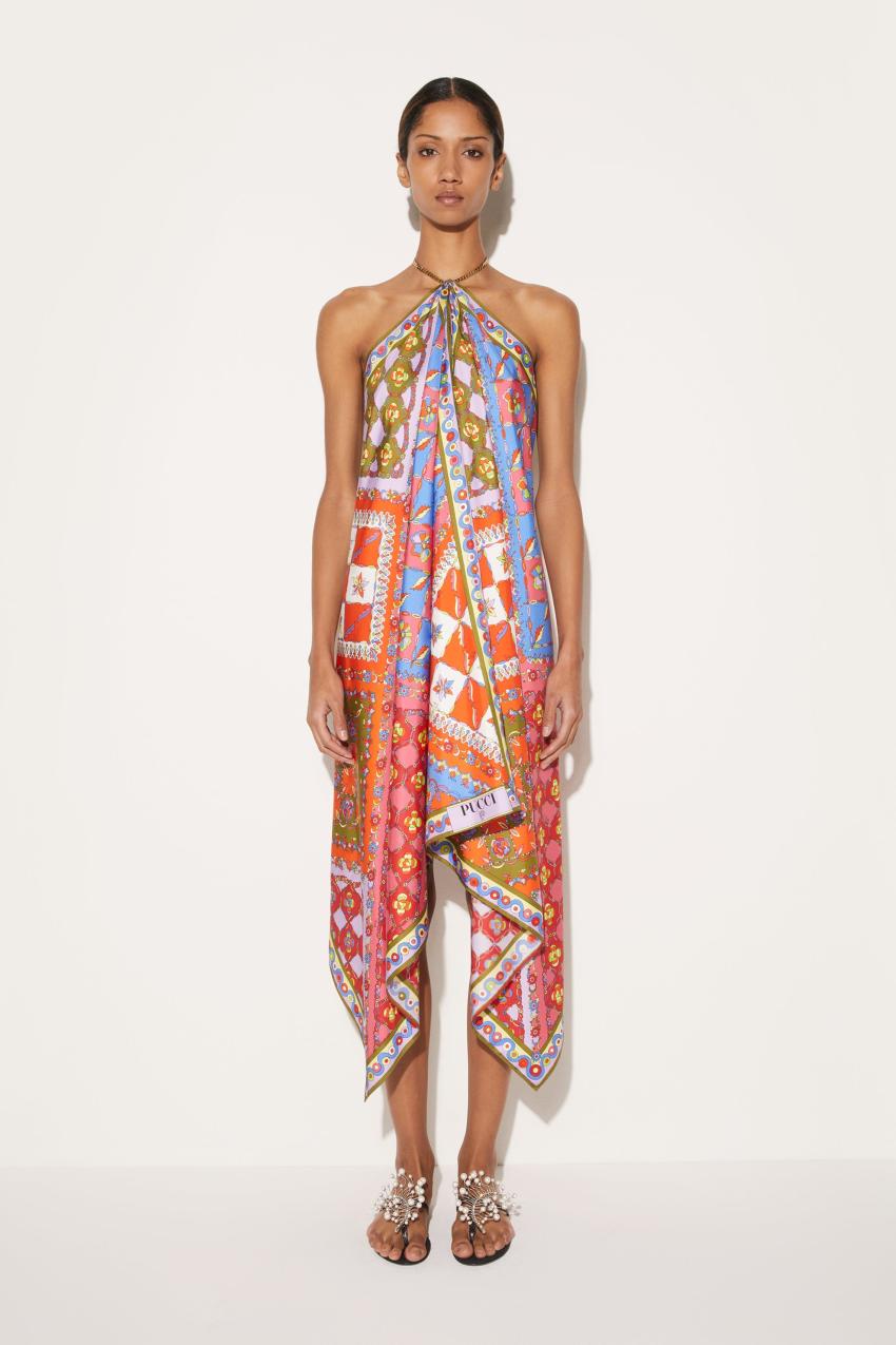 PUCCI Festa-Print Silk-Twill Dress | Women Dresses