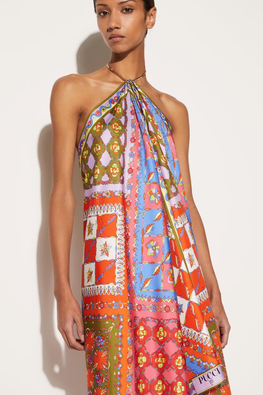 PUCCI Festa-Print Silk-Twill Dress | Women Dresses