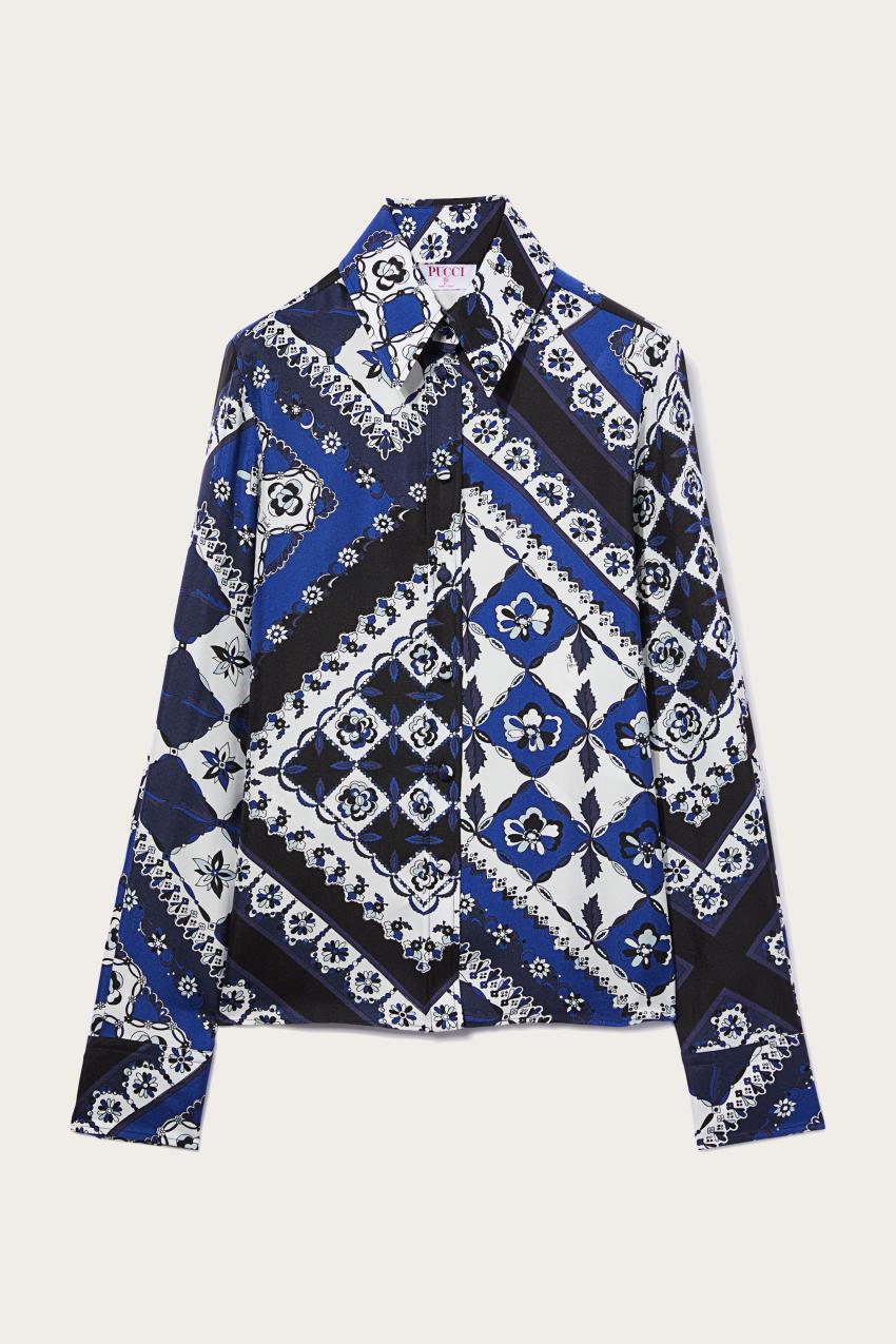 PUCCI Festa-Print Silk-Twill Shirt | Women Tops And Shirts