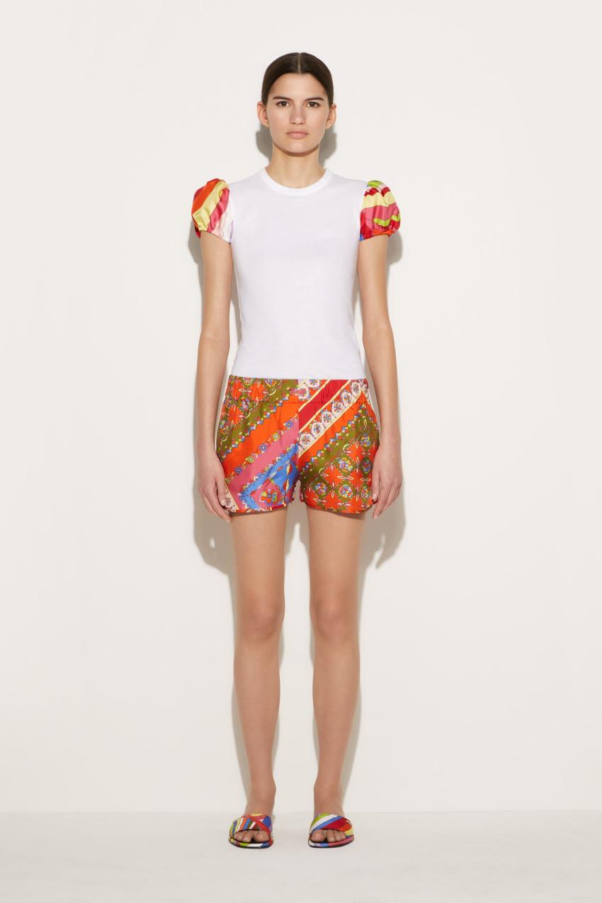 PUCCI Festa-Print Silk-Twill Shorts | Women Pants And Shorts