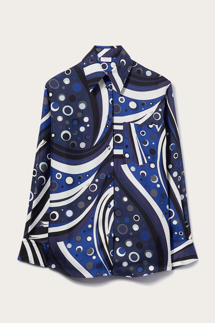 PUCCI Fontane-Print Silk-Twill Shirt | Women Tops And Shirts