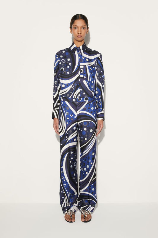 PUCCI Fontane-Print Silk-Twill Trousers | Women Pants And Shorts
