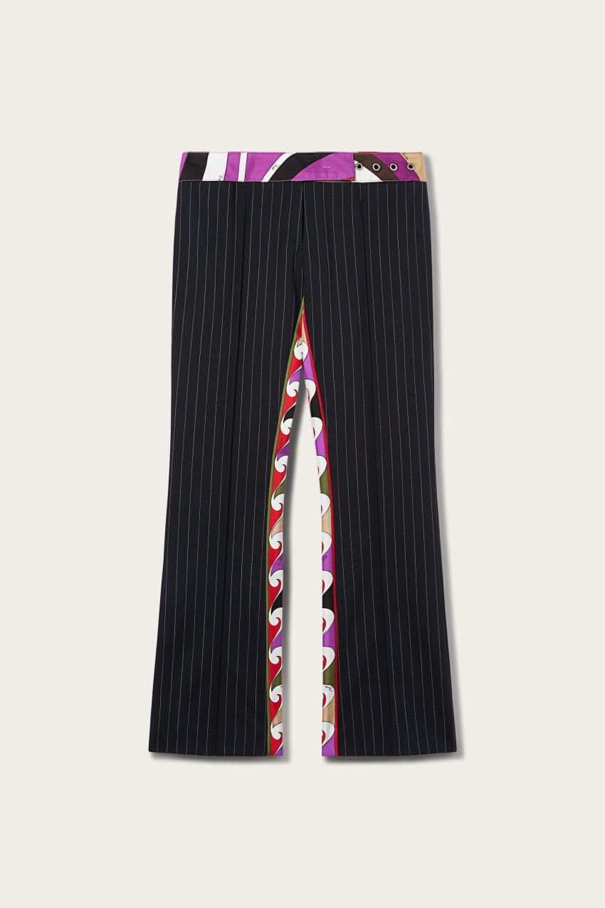 PUCCI Iride And Cigni-Print Pinstripe Trousers | Women Pants And Shorts