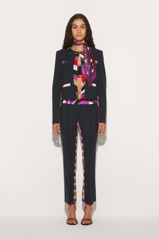 PUCCI Iride And Cigni-Print Pinstripe Trousers | Women Pants And Shorts