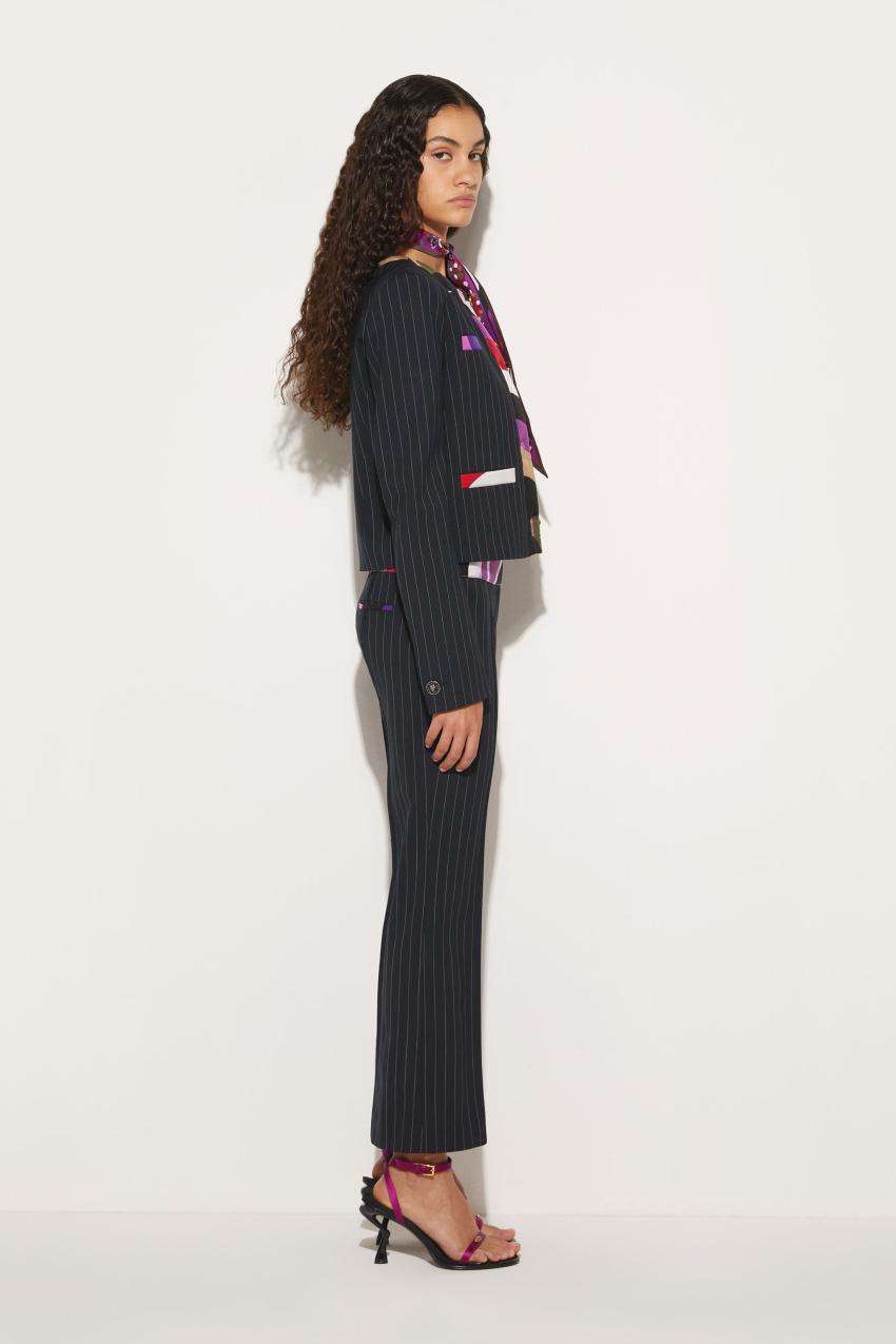 PUCCI Iride And Cigni-Print Pinstripe Trousers | Women Pants And Shorts