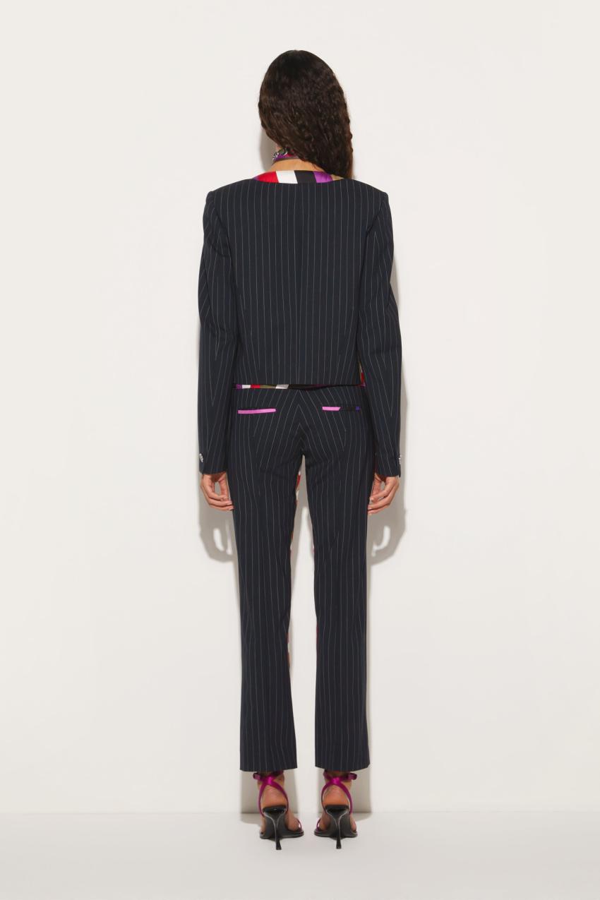 PUCCI Iride And Cigni-Print Pinstripe Trousers | Women Pants And Shorts