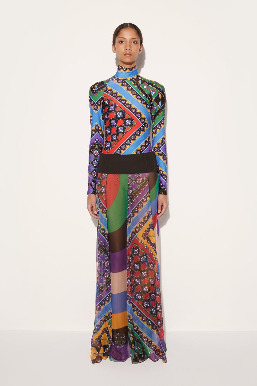 PUCCI Iride And Festa-Print Silk Skirt | Women Skirts
