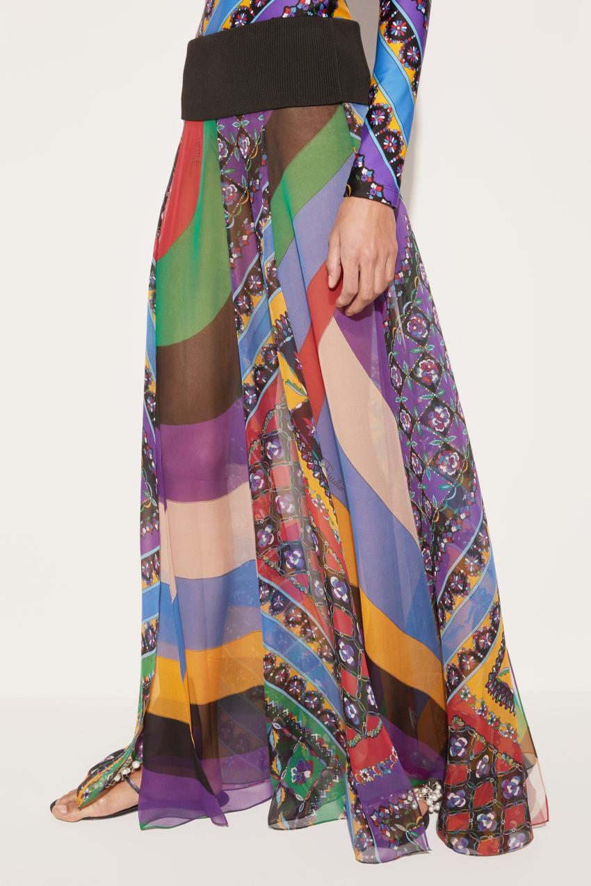 PUCCI Iride And Festa-Print Silk Skirt | Women Skirts