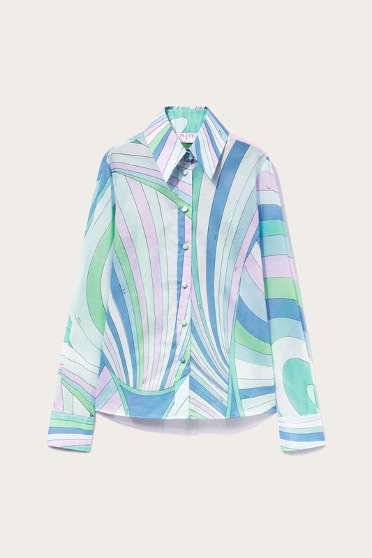 PUCCI Iride-Print Cotton Shirt | Women Tops And Shirts