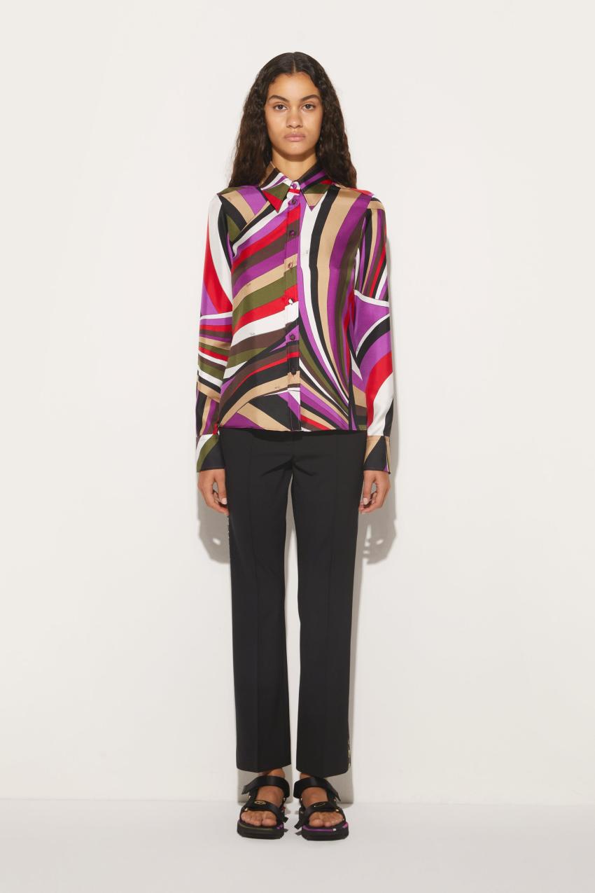 PUCCI Iride-Print Silk-Twill Shirt | Women Tops And Shirts