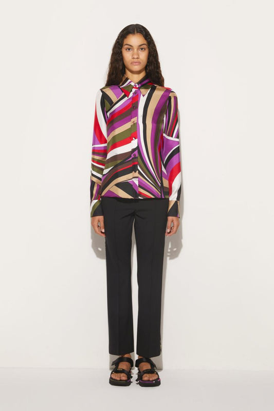 PUCCI Iride-Print Silk-Twill Shirt | Women Tops And Shirts