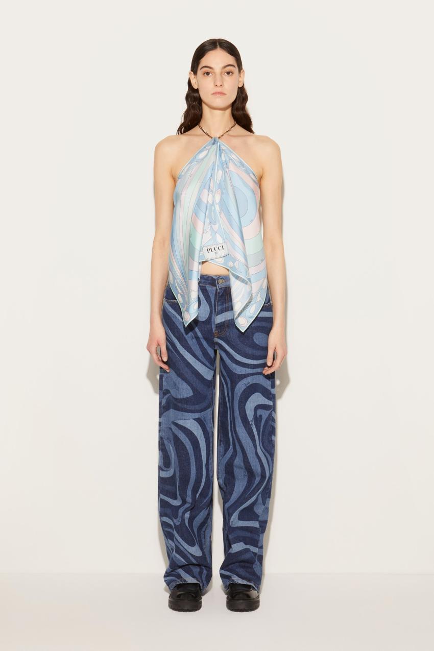 PUCCI Iride-Print Silk-Twill Top | Women Tops And Shirts