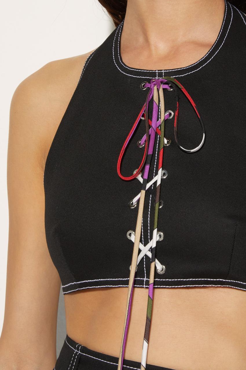 PUCCI Lace-Up Crop Top | Women Tops And Shirts