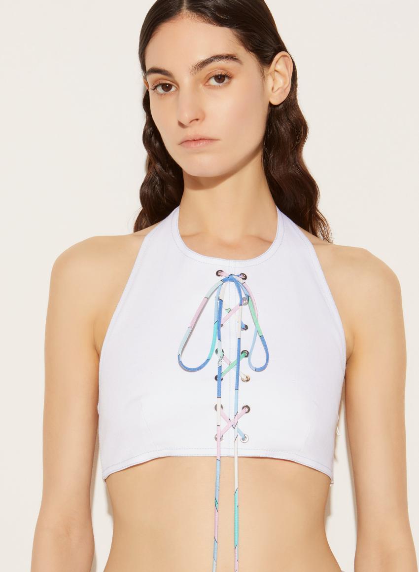 PUCCI Lace-Up Crop Top | Women Tops And Shirts