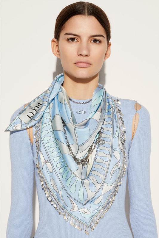 PUCCI Leocorno And Pesci-Print Chain-Embellished Scarf | Women Silks