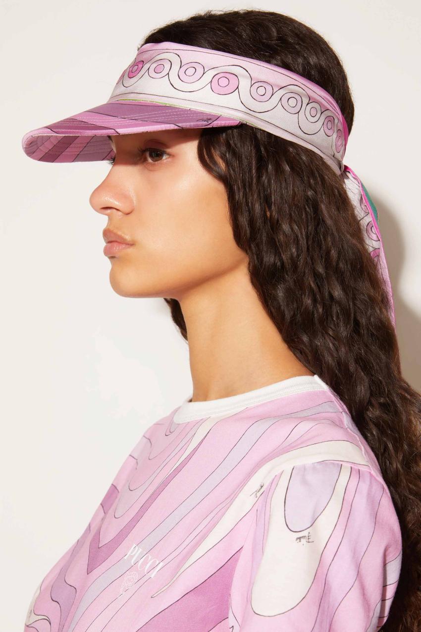 PUCCI Marmo And Onde-Print Silk-Twill Visor | Women Hats And Hair Accessories