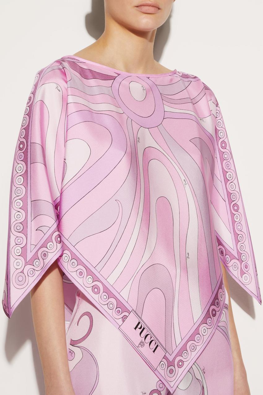 PUCCI Marmo And Orchidee-Print Silk-Twill Top | Women Tops And Shirts