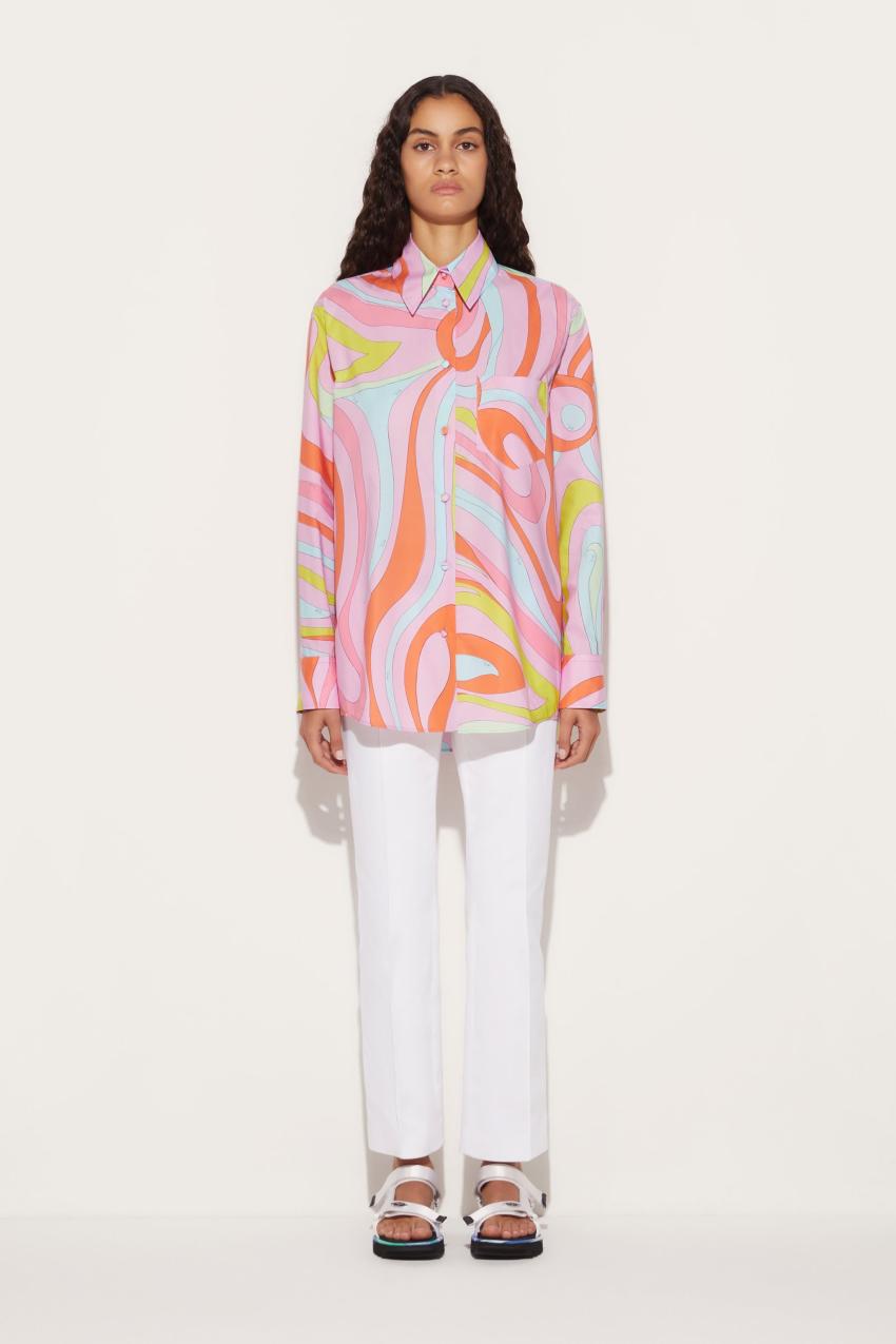 PUCCI Marmo-Print Cotton Shirt | Women Tops And Shirts