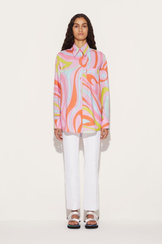 PUCCI Marmo-Print Cotton Shirt | Women Tops And Shirts