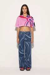 PUCCI Marmo-Print Cropped Cotton T-Shirt | Women T-Shirts And Sweatshirts