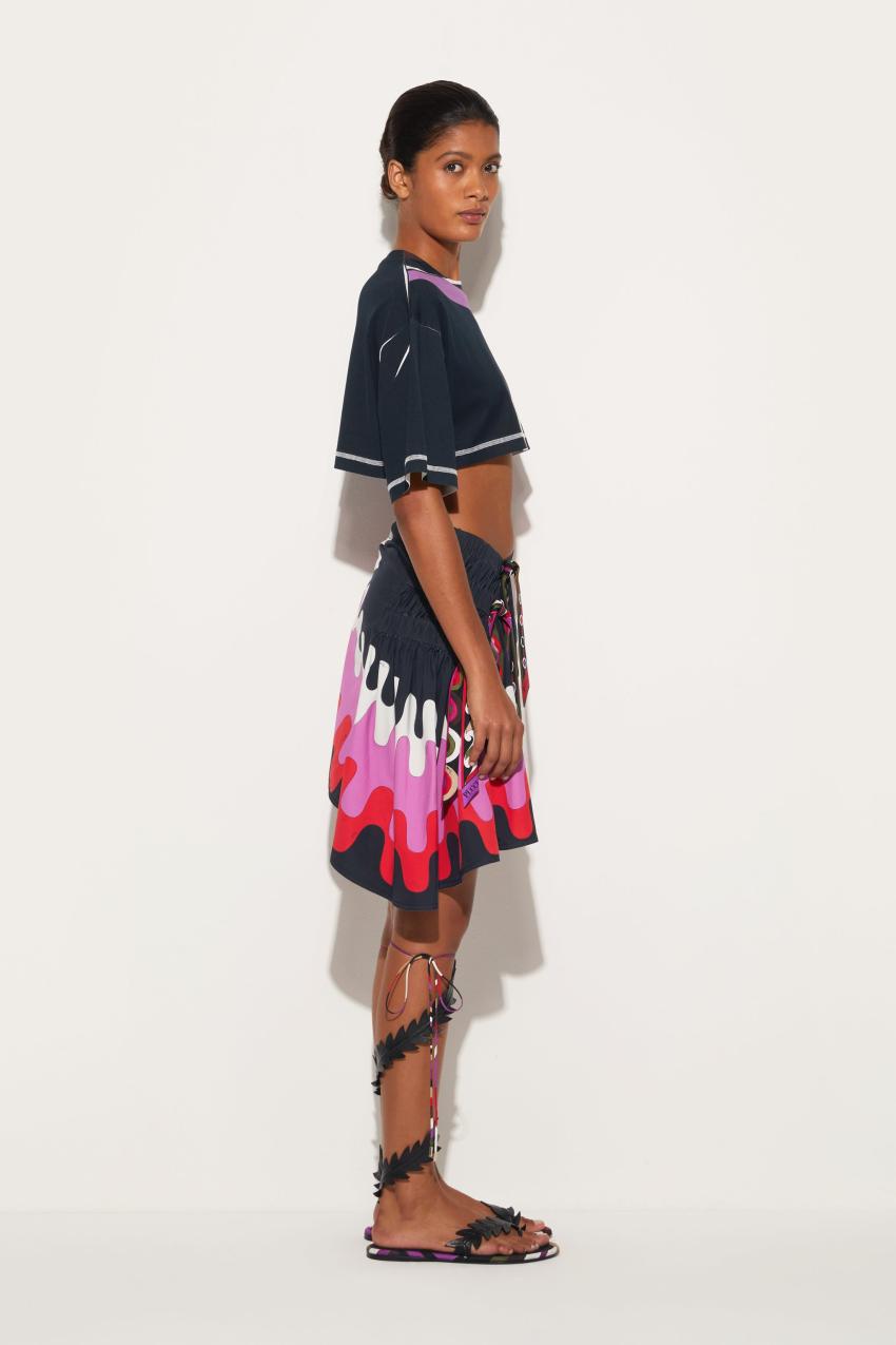 PUCCI Marmo-Print Cropped Cotton T-Shirt | Women T-Shirts And Sweatshirts