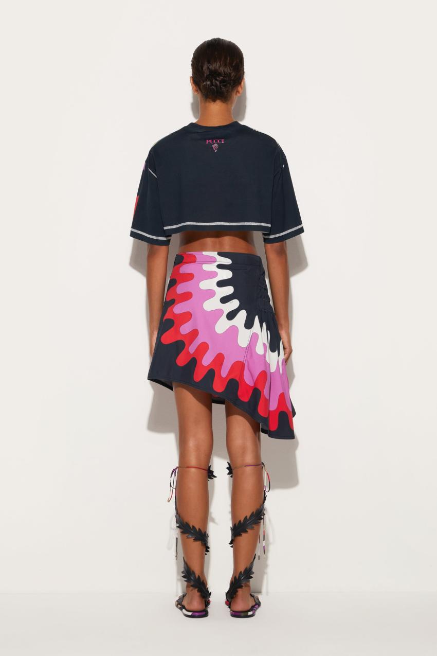 PUCCI Marmo-Print Cropped Cotton T-Shirt | Women T-Shirts And Sweatshirts